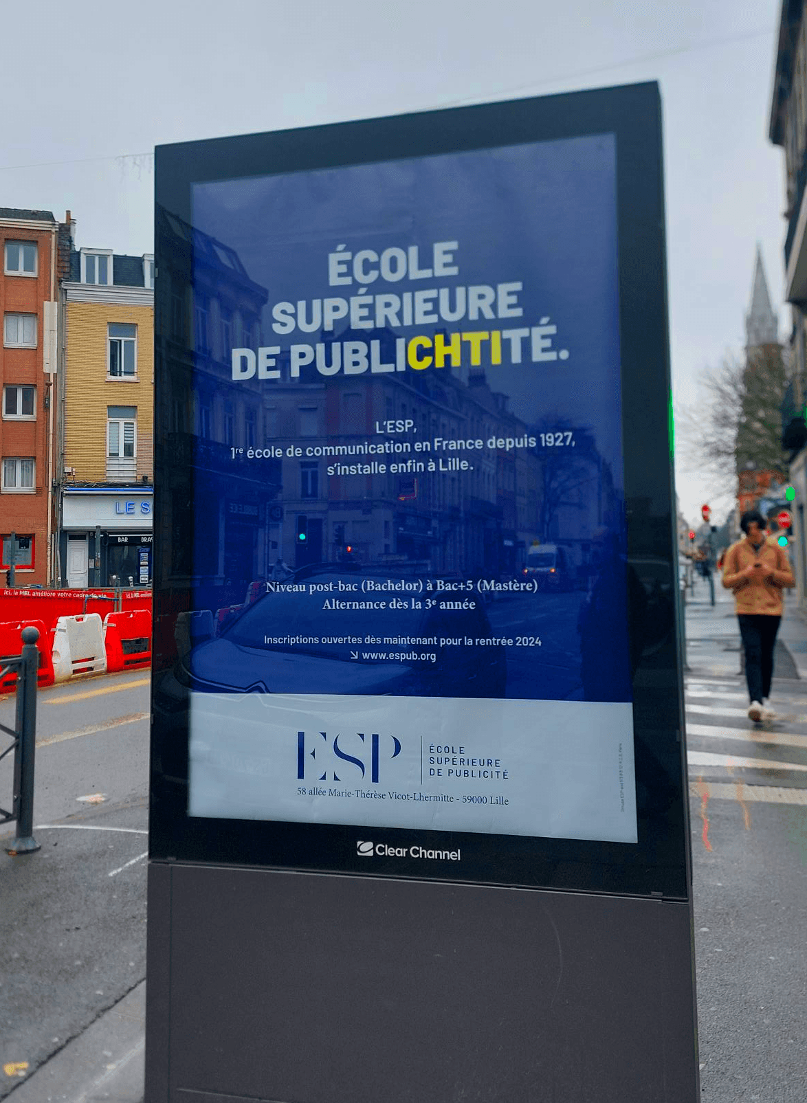 Affichage publicitaire de l'ESP à Lille